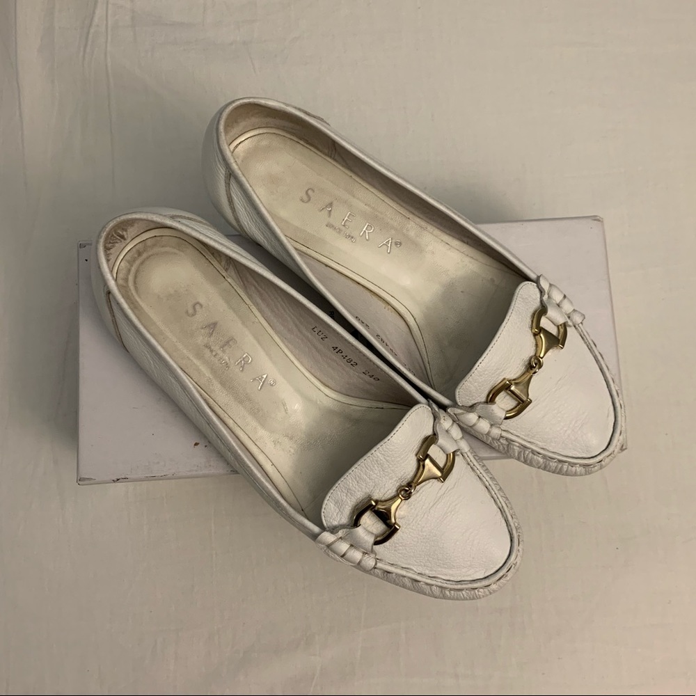 White leather loafers Saera korean brand